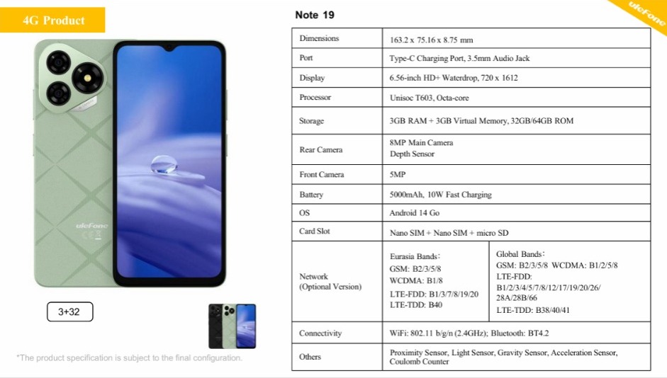 Ulefone Note 19/ 3GB +32GB/Green